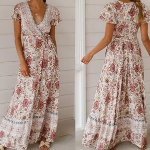 EUC Floral Wrap Maxi Dress